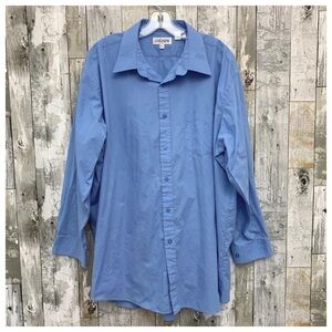 #480 Lucasini Sky Blue Button Down Long Sleeve Dressy Casual Shirt Top 18.5